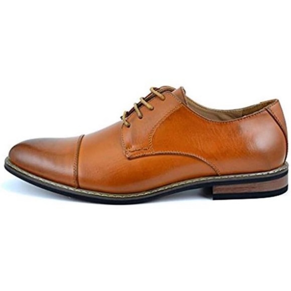 Men's Prince Classic Modern Formal Oxford Wingtip Lace Up Dress Shoes - Picture 3 of 9